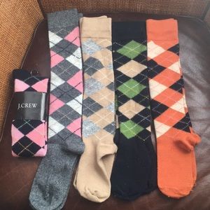 JCrew Argyle Socks Five (5) Pair assorted colors